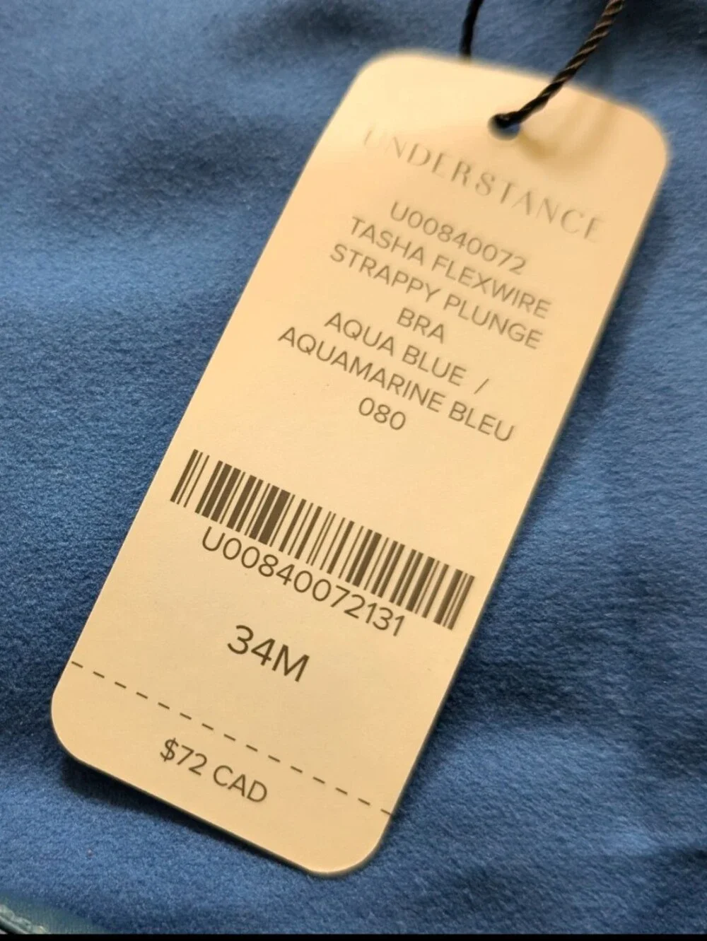 NWT Understance Tasha Plunge Bra 34M (US)/34J (UK) Aqua Blue